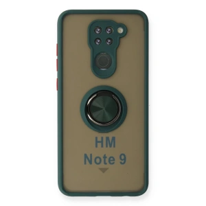 Xiaomi Redmi Note 9 Kılıf Montreal Yüzüklü Silikon Kapak - Yeşil