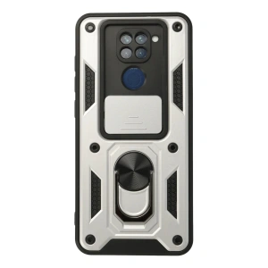 Xiaomi Redmi Note 9 Kılıf Pars Lens Yüzüklü Silikon - Gümüş