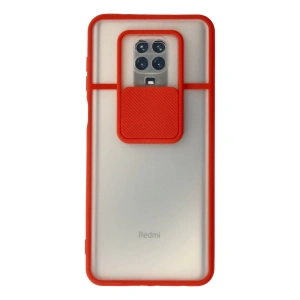Xiaomi Redmi Note 9 Pro Kılıf Palm Buzlu Kamera Sürgülü Silikon - Kırmızı