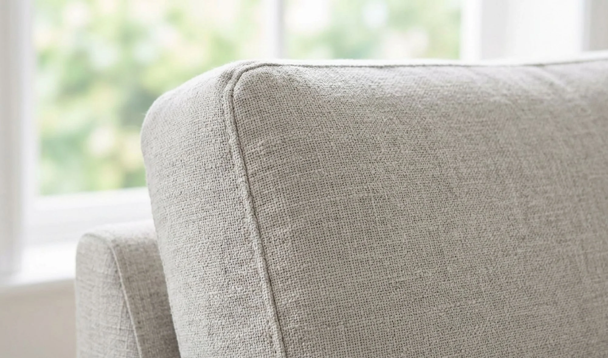 Doğal, açık yulaf rengi keten kumaş kaplı modern minimalist koltuk minderi