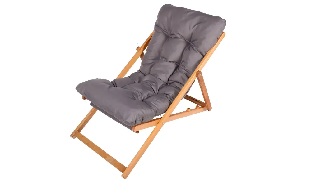 Wooden Gri Katlanır Şezlong