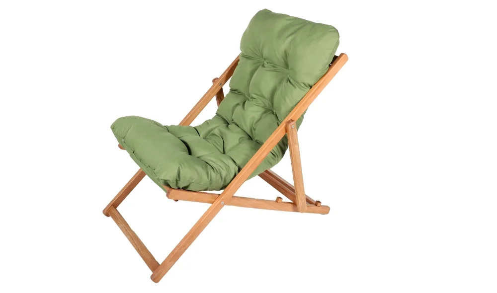 Wooden Yeşil Katlanır Şezlong