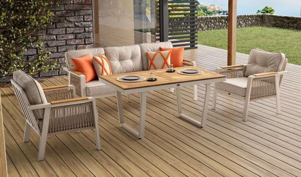 Olimpos Krem Iroko Bahçe ve Balkon Takımı