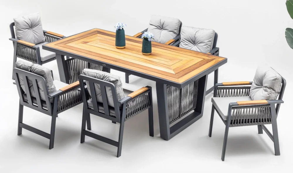 Olimpos Antrasit Iroko Yemek Masası Takımı