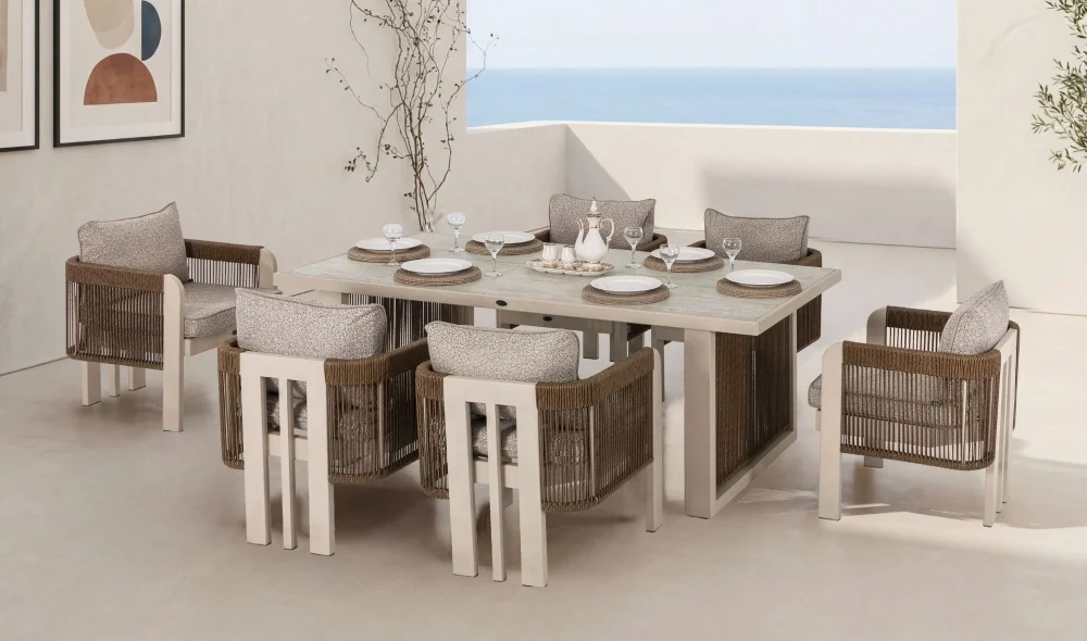 Atlas Kahve Seramik Yemek Masası Takımı