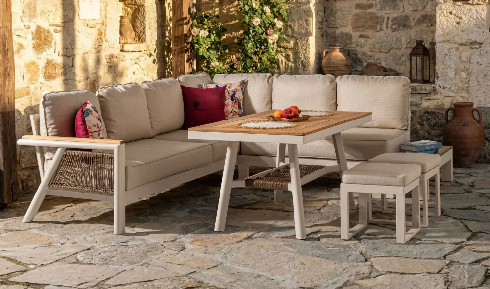 Venedik Iroko Köşe Bahçe ve Balkon Takımı