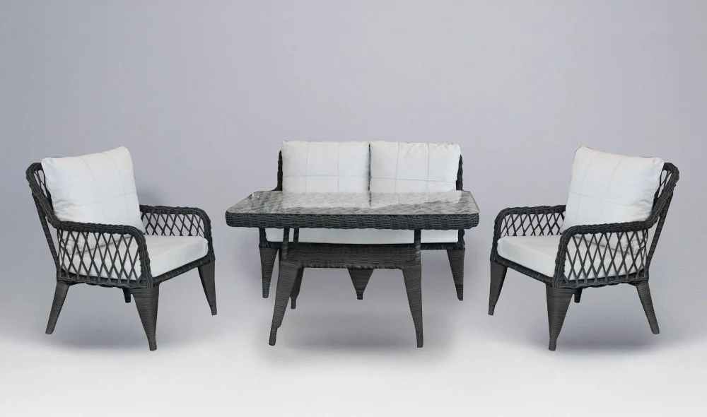 Side Rattan Antrasit İkili Bahçe ve Balkon Takımı