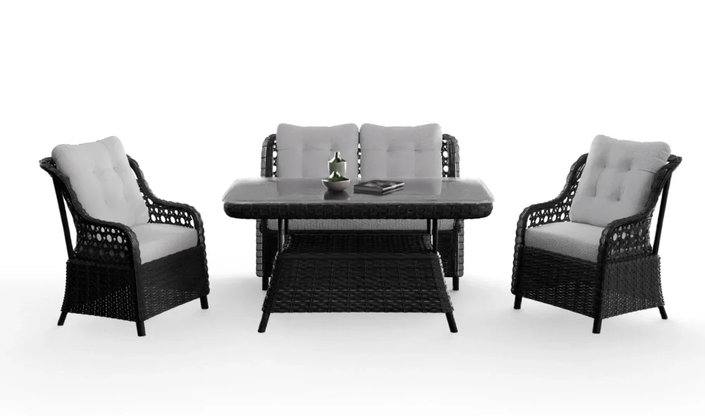 Amisos Rattan Antrasit İkili Bahçe ve Balkon Takımı
