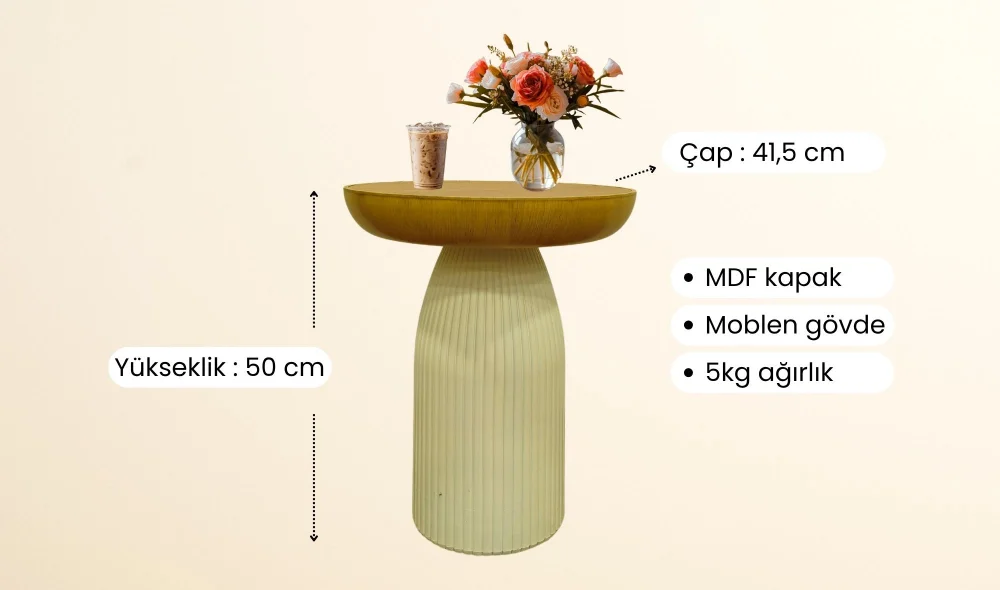 Bohem Mantar Yan Sehpa (50x41 cm)