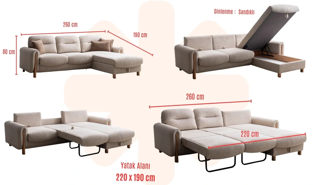 Bonna Dinlenmeli Köşe Koltuk Takımı