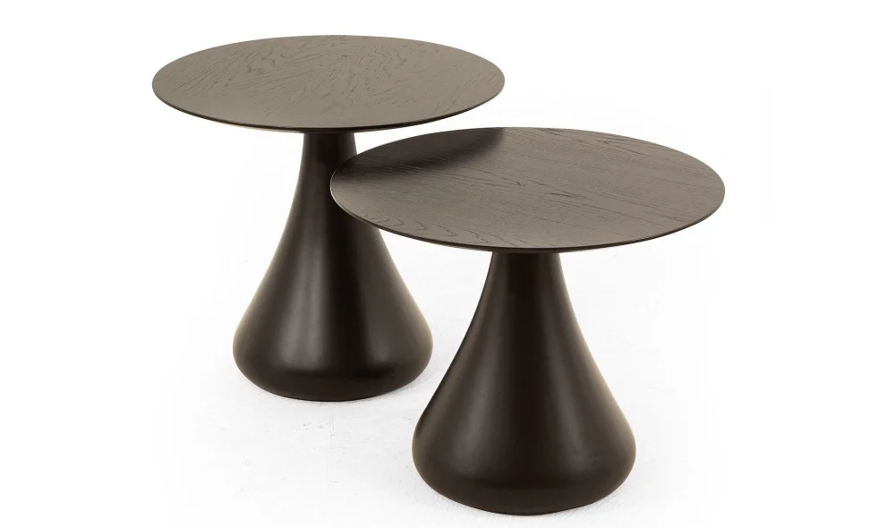 Mushroom İkili Siyah Yan Sehpa