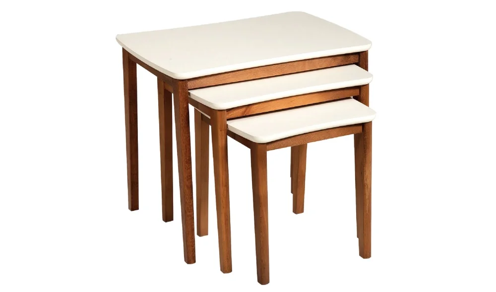 Otantik Krem Ceviz Zigon Sehpa