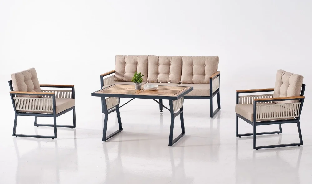 Palma Krem Üçlü Bahçe ve Balkon Takımı