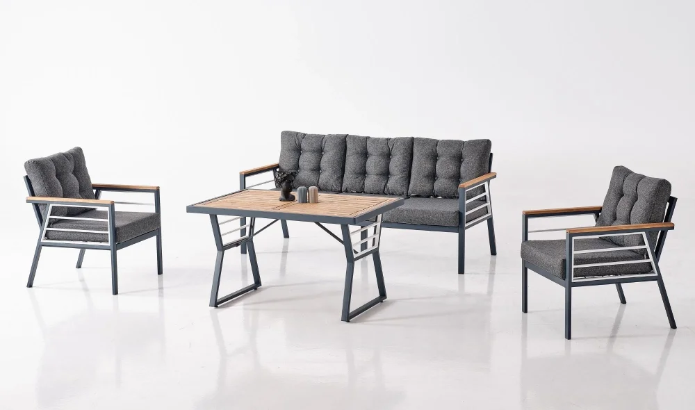 Praga Antrasit Üçlü Bahçe ve Balkon Takımı