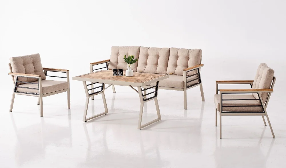 Praga Krem Üçlü Bahçe ve Balkon Takımı