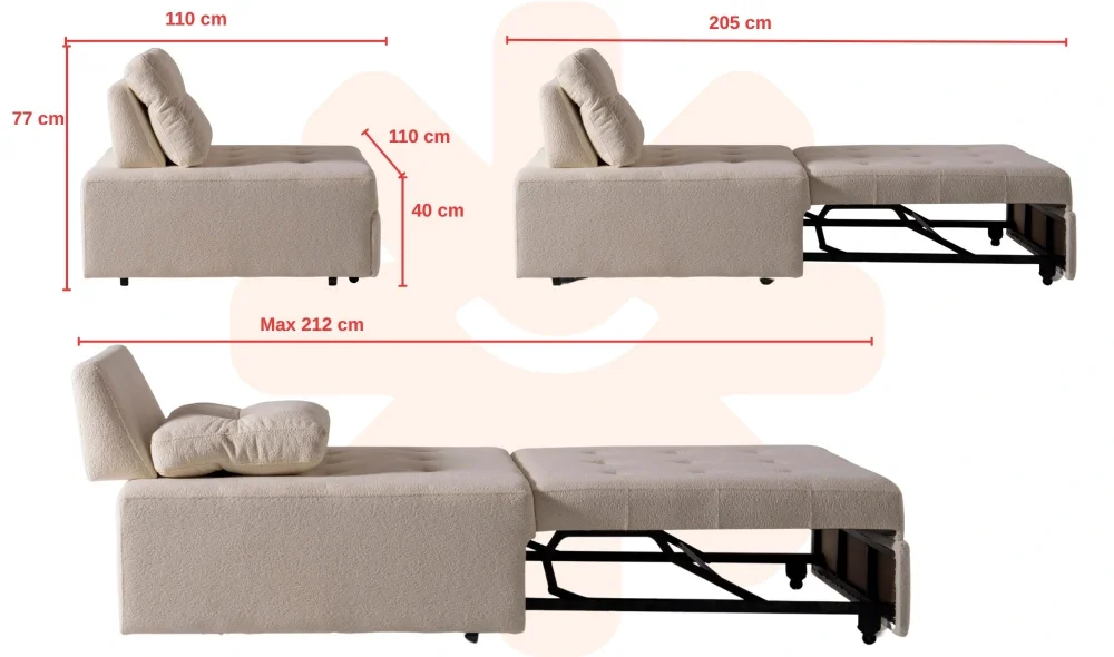 Rest Açılır Yataklı Tekli Krem Koltuk