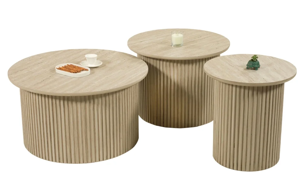 Pena Traverten Gri Zigon Sehpa