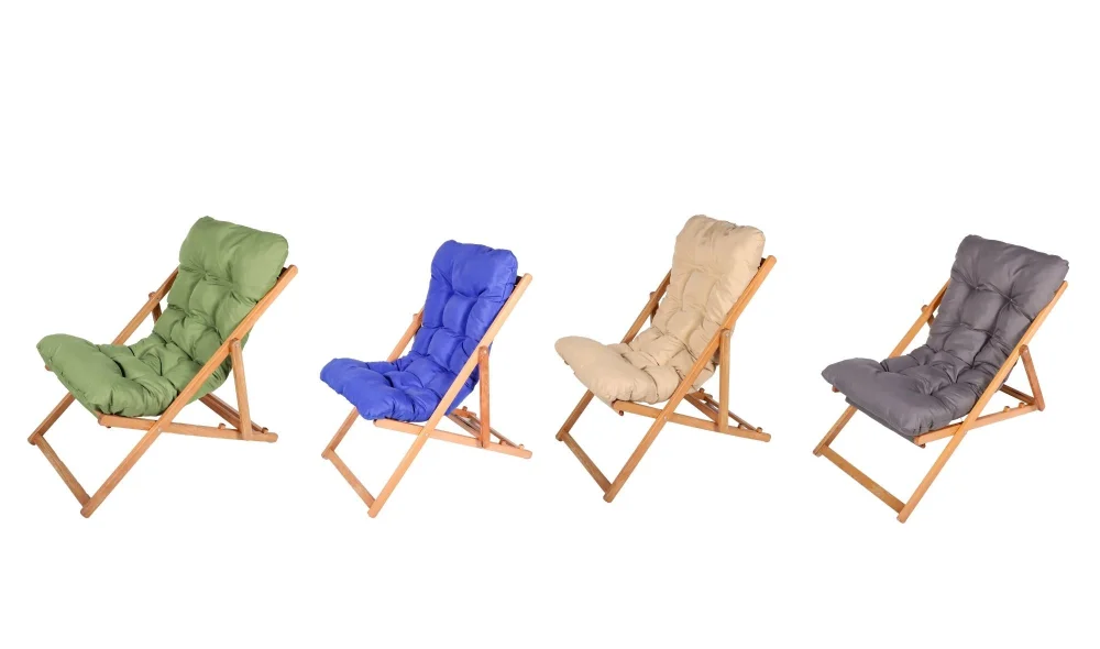 Wooden Mavi Katlanır Şezlong