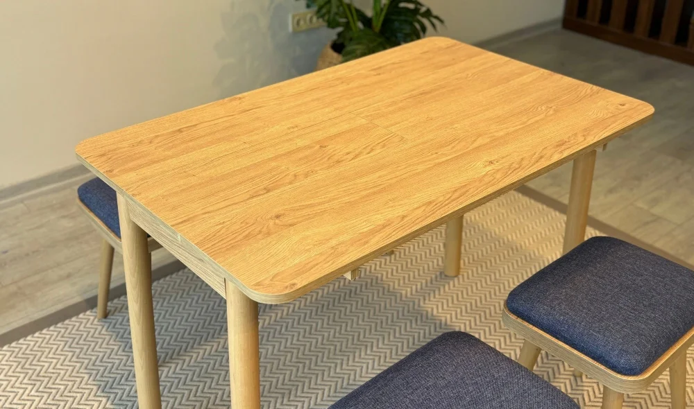 Rondo Mini Açılır Mutfak Masası Takımı - Karina Meşe Lacivert Renk