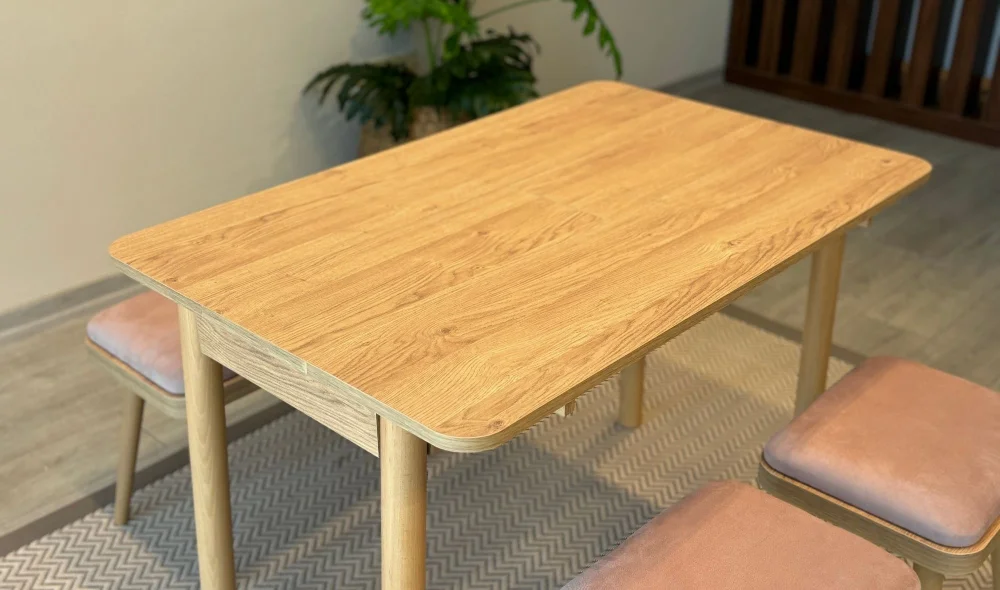 Rondo Mini Açılır Mutfak Masası Takımı - Karina Meşe Taş Renk