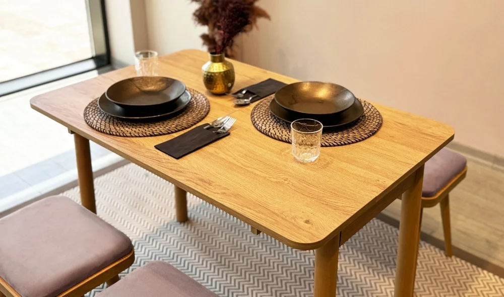 Rondo Mini Açılır Mutfak Masası Takımı - Karina Meşe Gri Renk