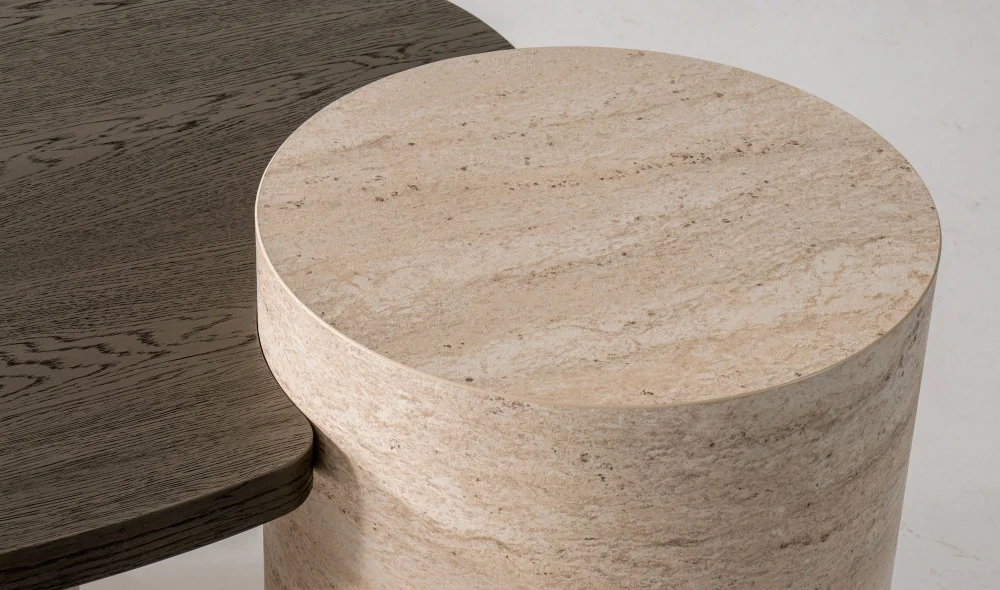 Lugano Traverten Orta Sehpa Seti