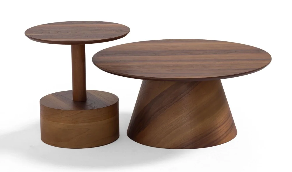 Arvika Yuvarlak Ceviz Orta Sehpa Seti