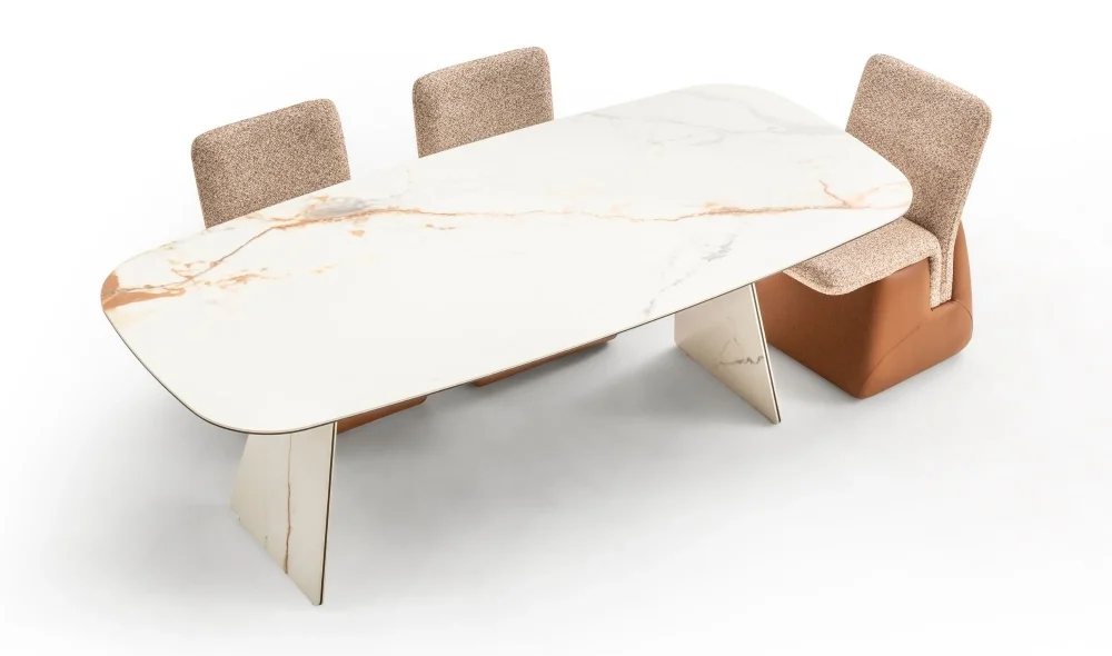 Divinia Beyaz Seramik Yemek Masası Takımı (180cm)