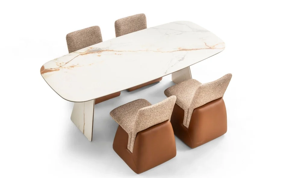 Divinia Beyaz Seramik Yemek Masası Takımı (180cm)