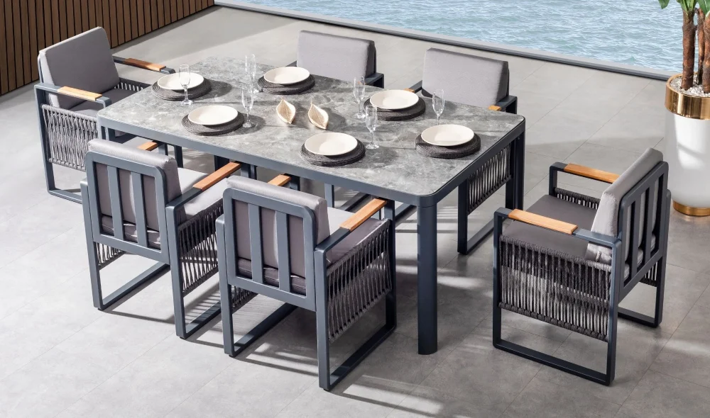 Argos Antrasit Iroko Yemek Masası Takımı