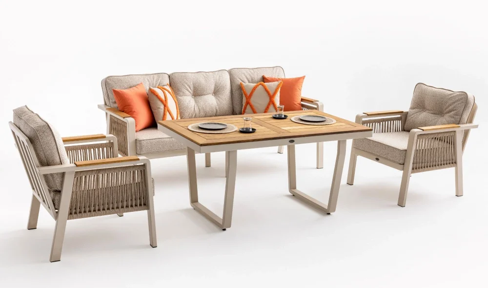 Olimpos Krem Iroko Bahçe ve Balkon Takımı