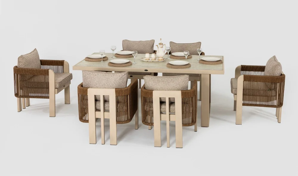 Atlas Kahve Seramik Yemek Masası Takımı