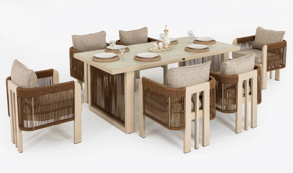 Atlas Kahve Seramik Yemek Masası Takımı