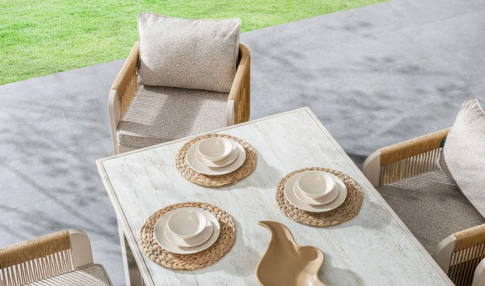 Atlas Krem Seramik Yemek Masası Takımı