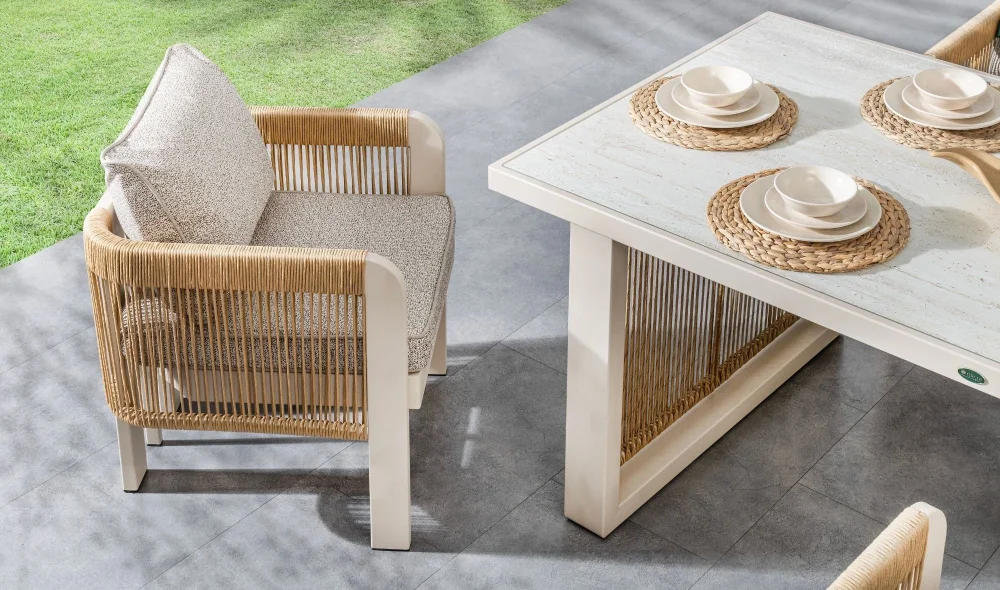 Atlas Krem Seramik Yemek Masası Takımı