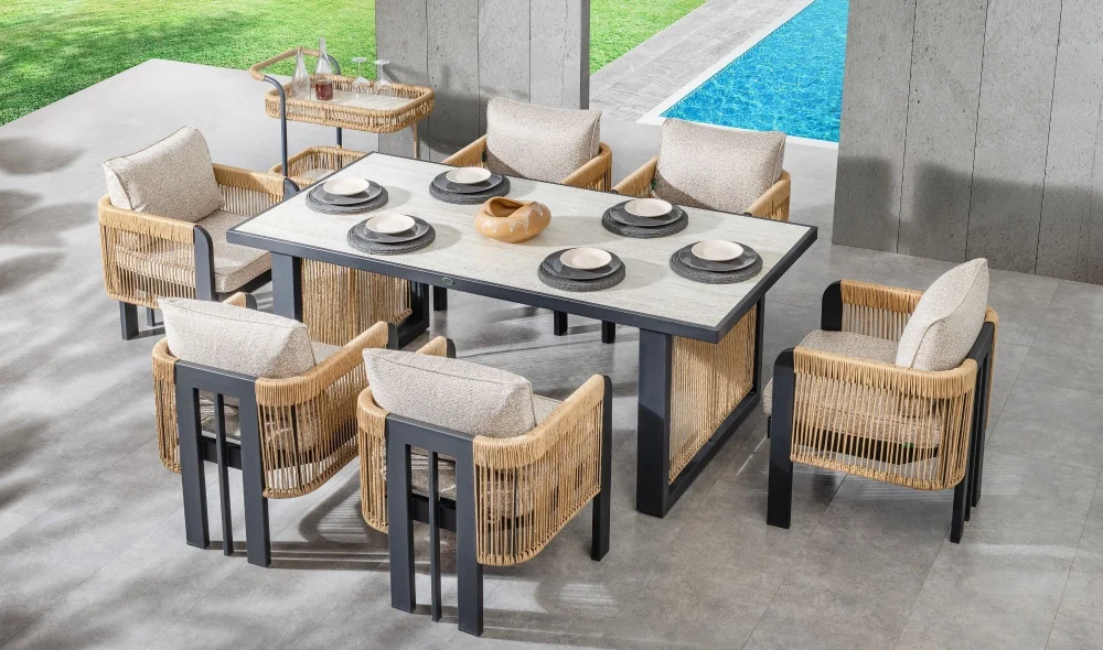 Atlas Siyah Seramik Yemek Masası Takımı