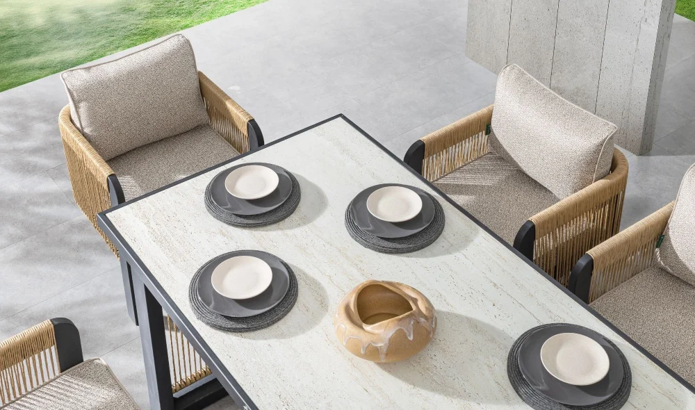 Atlas Siyah Seramik Yemek Masası Takımı