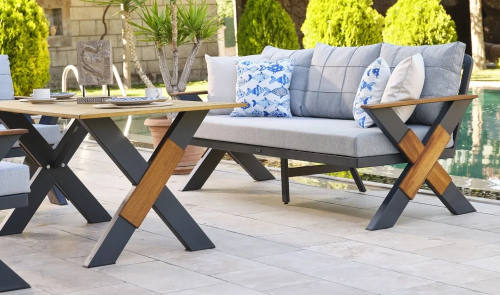 Lotus Antrasit Iroko Bahçe ve Balkon Takımı