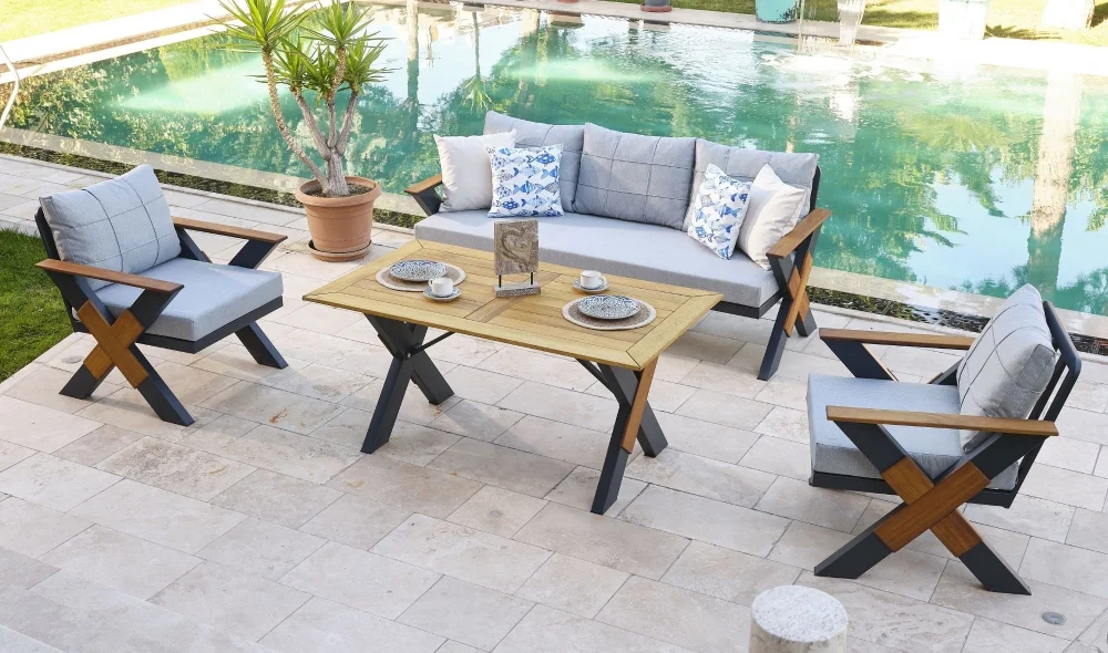 Lotus Antrasit Iroko Bahçe ve Balkon Takımı