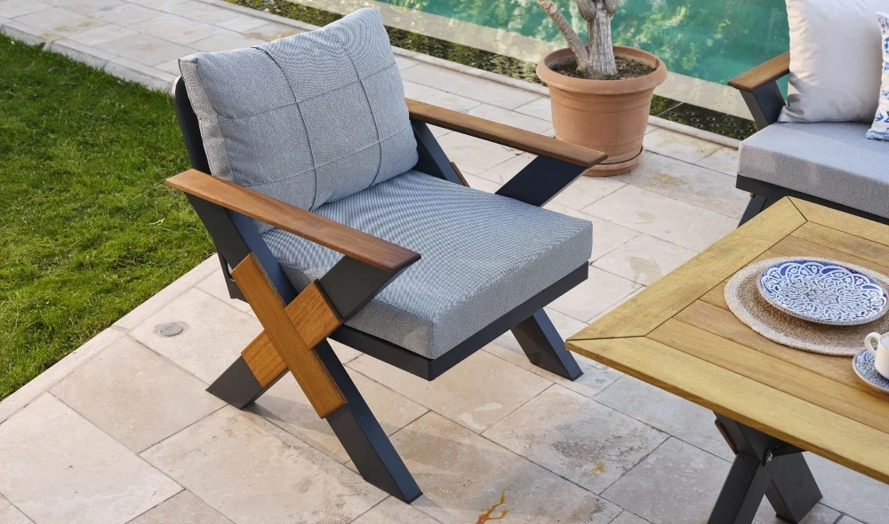 Lotus Antrasit Iroko Bahçe ve Balkon Takımı