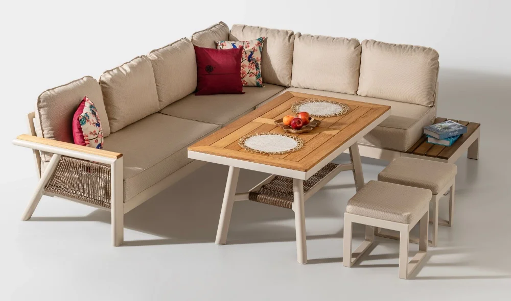 Venedik Iroko Köşe Bahçe ve Balkon Takımı