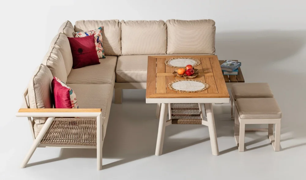 Venedik Iroko Köşe Bahçe ve Balkon Takımı