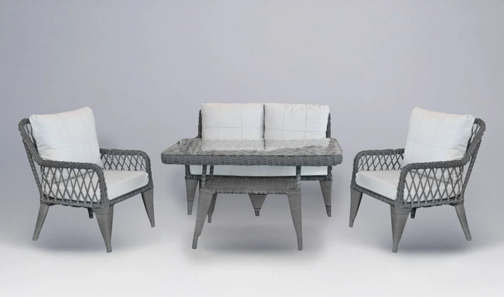 Side Rattan Camel İkili Bahçe ve Balkon Takımı