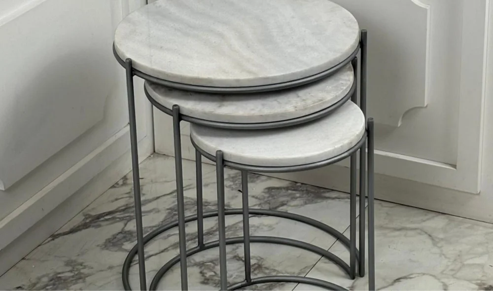 Neva 3lü Mermerli Zigon Sehpa