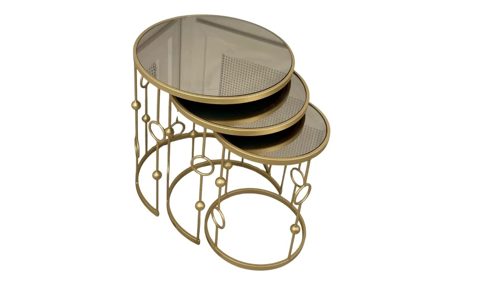 Elegant 3lü Zigon Sehpa - Aynalı