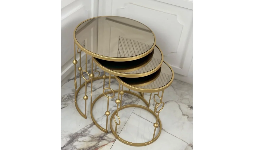 Elegant 3lü Zigon Sehpa - Aynalı