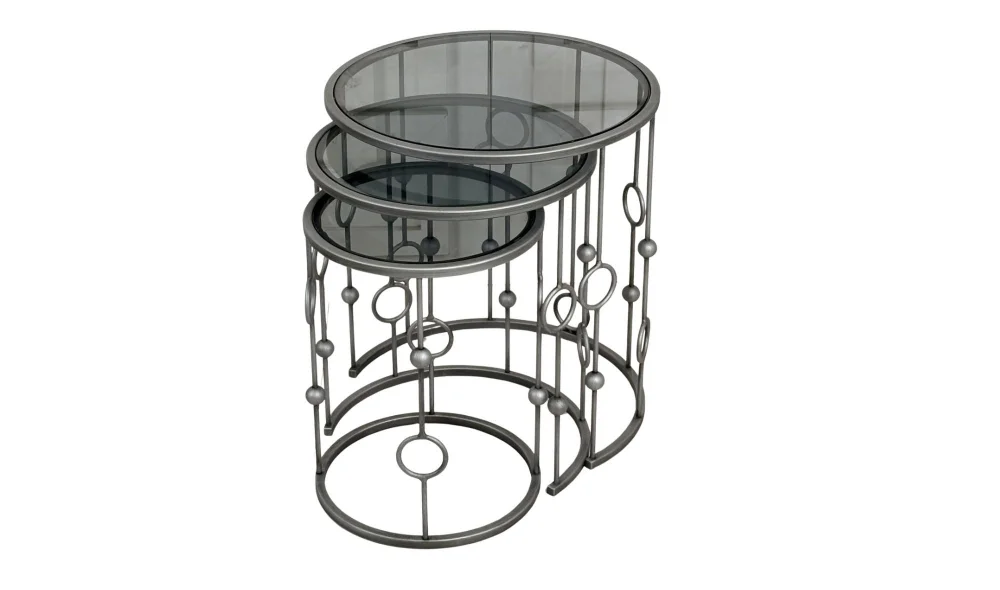 Elegant 3lü Zigon Sehpa - Cam Tablalı