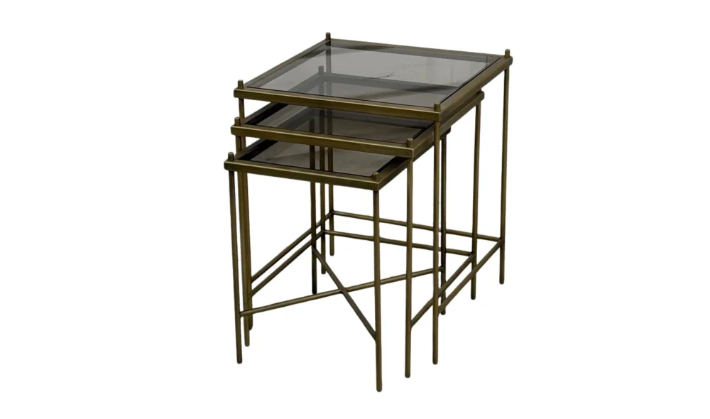 İnta 3lü Zigon Sehpa - Cam Tablalı