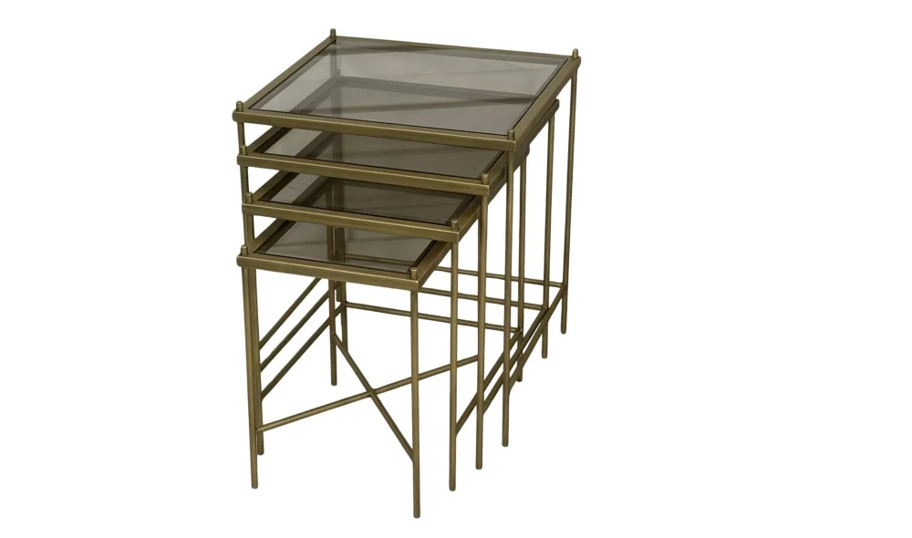 İnta 3lü Zigon Sehpa - Cam Tablalı