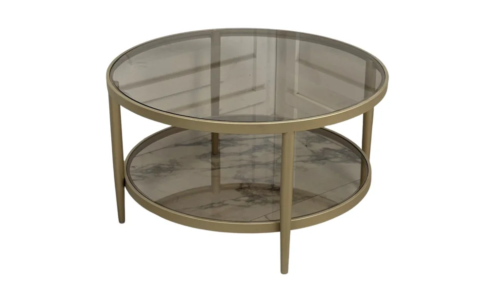 Defne Yuvarlak Orta Sehpa - Cam Tablalı